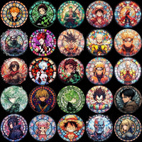 Load image into Gallery viewer, 99 Stained Glass Popular Anime Heroes Designs Bundle PNG

