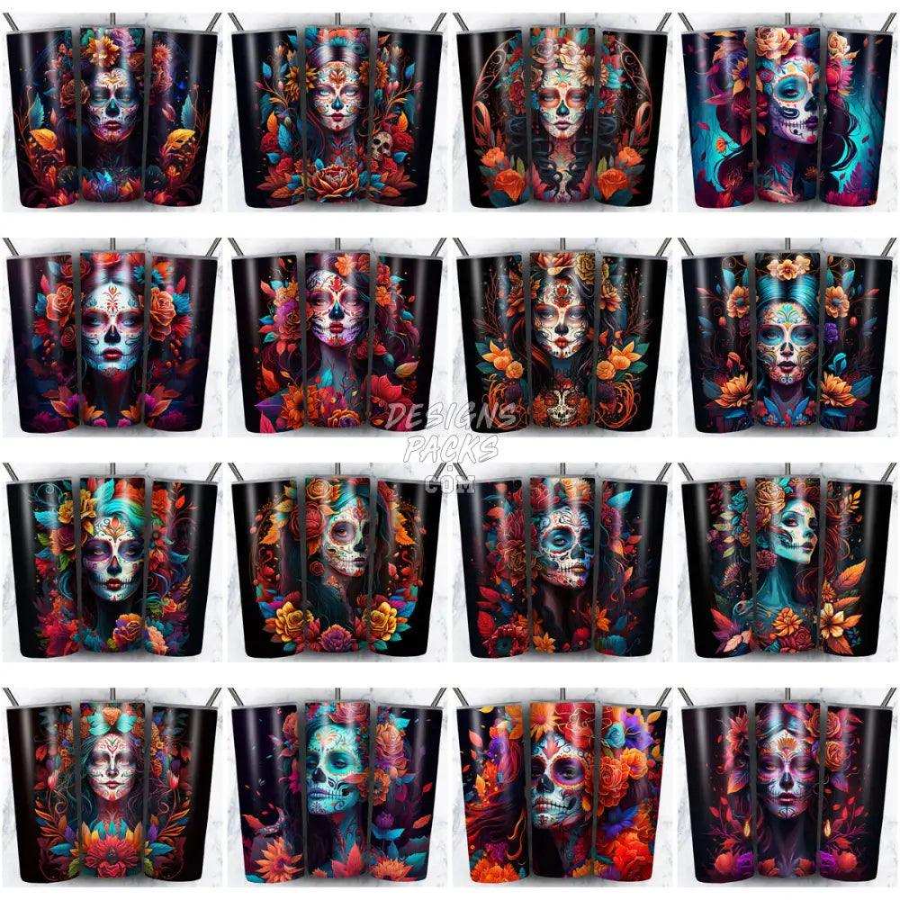 99 Sugar Skull Lady Tumbler Wrap Bundle Jpg