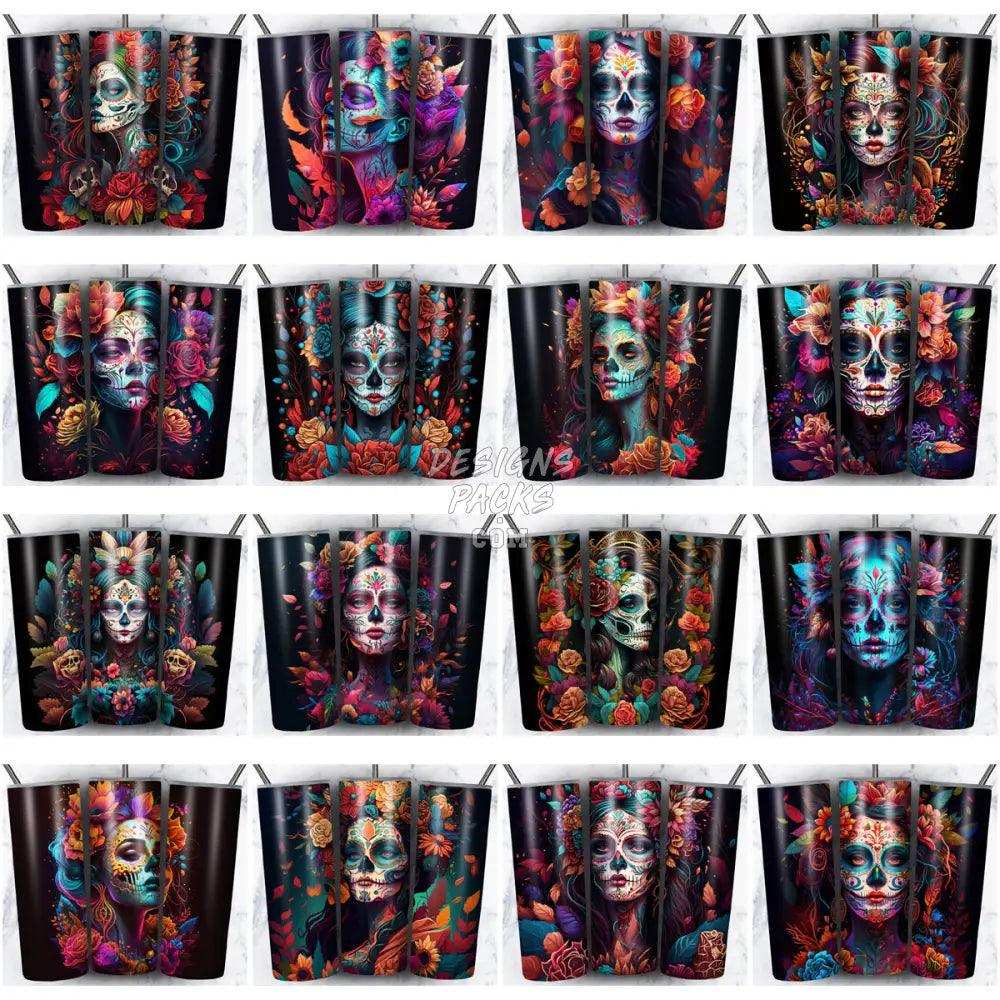 99 Sugar Skull Lady Tumbler Wrap Bundle Jpg