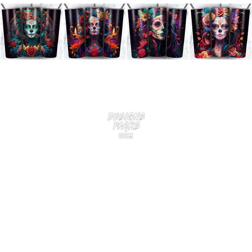 99 Sugar Skull Lady Tumbler Wrap Bundle Jpg