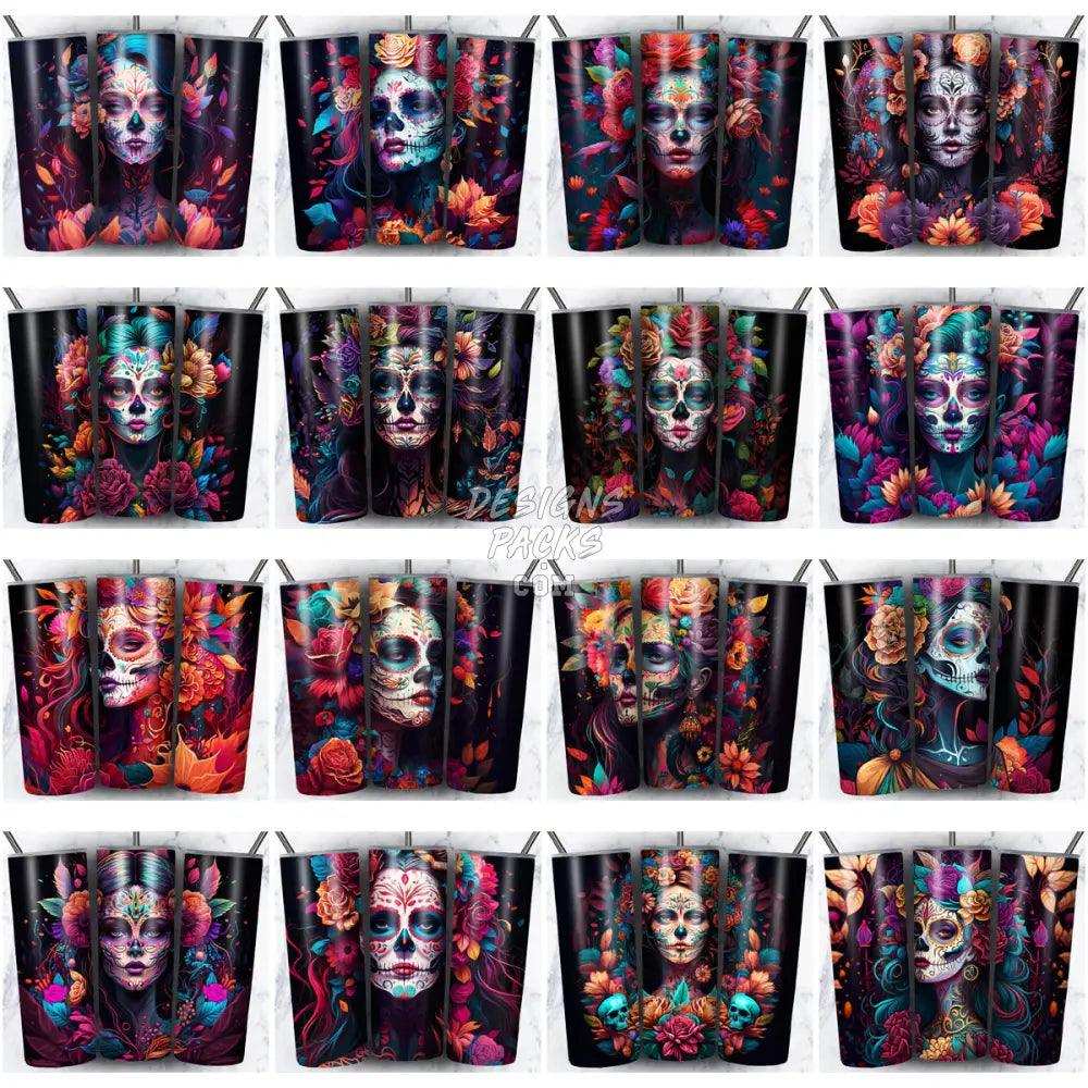 99 Sugar Skull Lady Tumbler Wrap Bundle Jpg