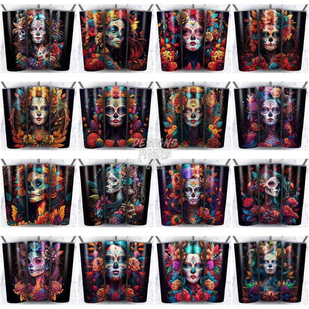 99 Sugar Skull Lady Tumbler Wrap Bundle Jpg