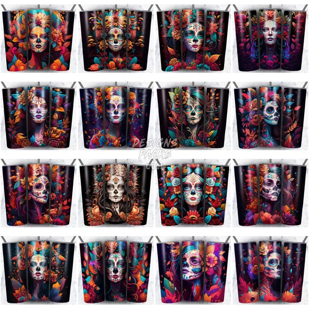 99 Sugar Skull Lady Tumbler Wrap Bundle Jpg