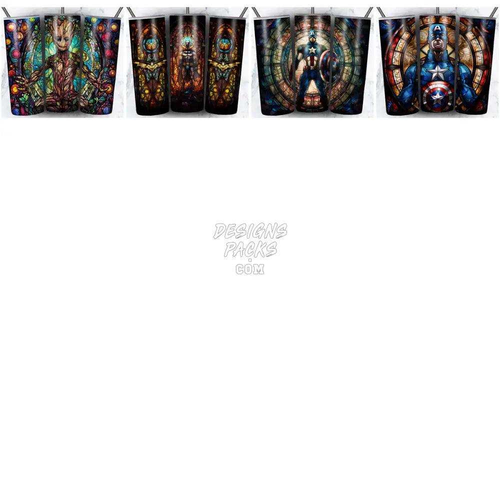 99 Superheroes Stained Glass Tumbler Wrap Bundle Jpg