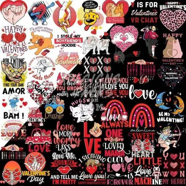 99 Valentine's Day Cute Designs Bundle PNG + AI