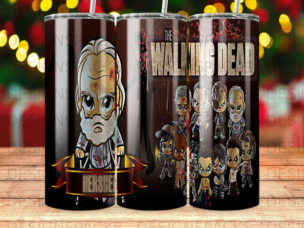 The Walking Dead characters in chibi style, with Hershel prominently featured.