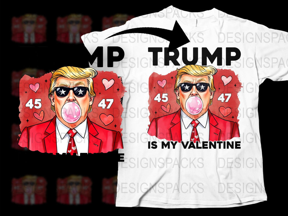 Trump Valentine's Day T-Shirt, Funny Political Gift, Heart and Bubble Gum Tee