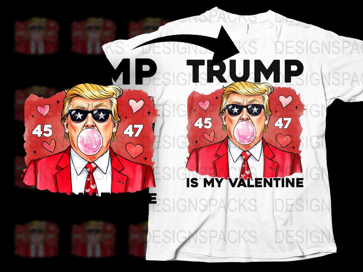 Trump Valentine's Day T-Shirt, Funny Political Gift, Heart and Bubble Gum Tee