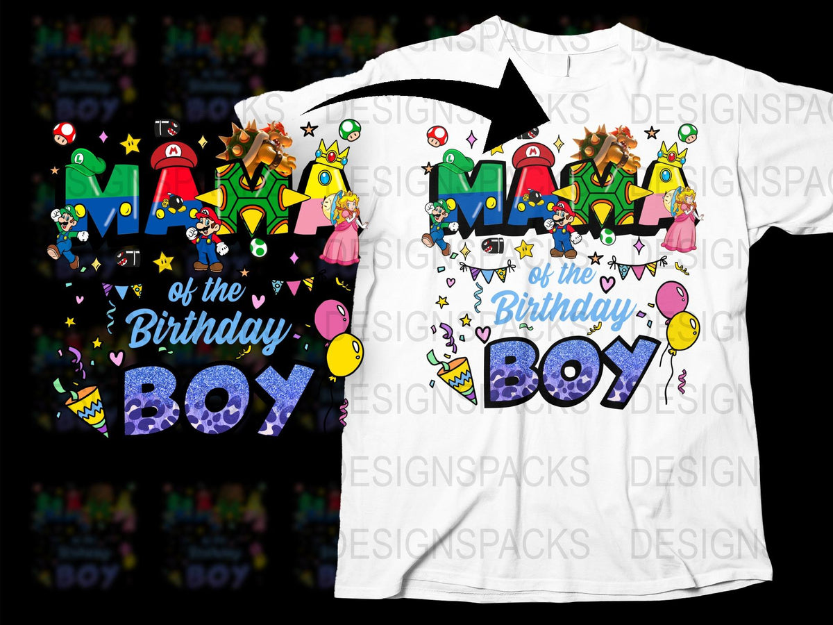 Kids Birthday T-Shirt, Colorful Cartoon Gaming Characters, Custom Party Outfit, Boys and Girls Celebration Tee