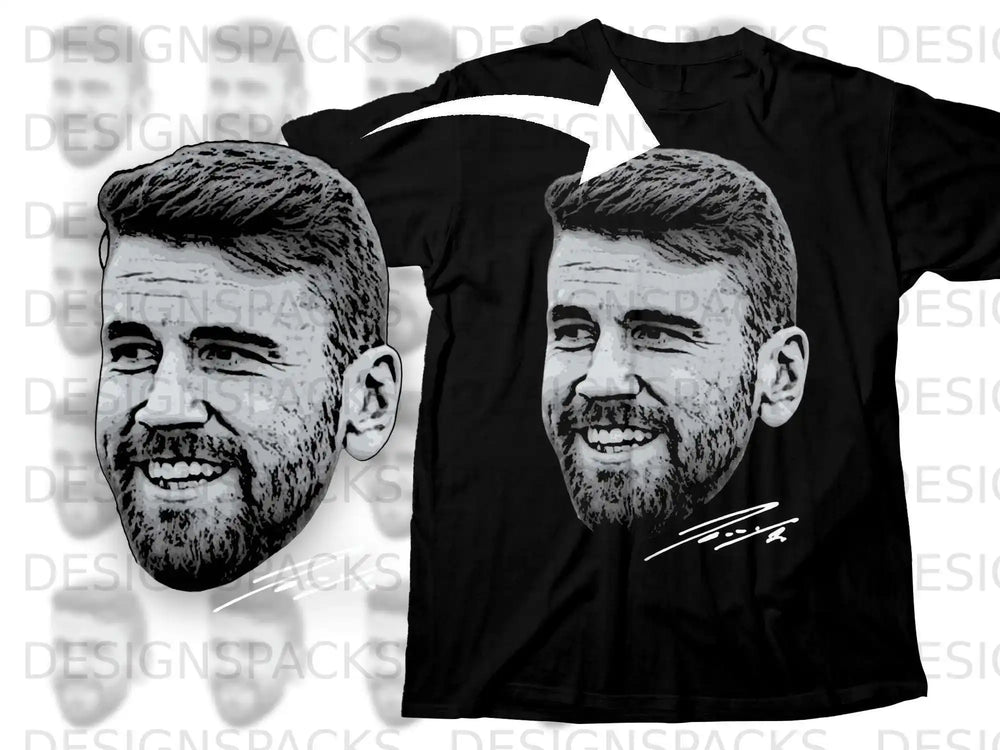 Smiling Bearded Face Graphic Black Clothing Item