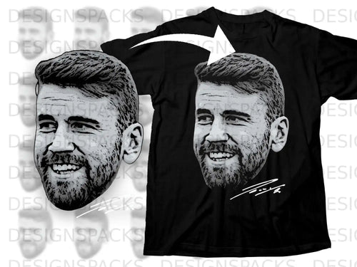 Smiling Bearded Face Graphic Black Clothing Item