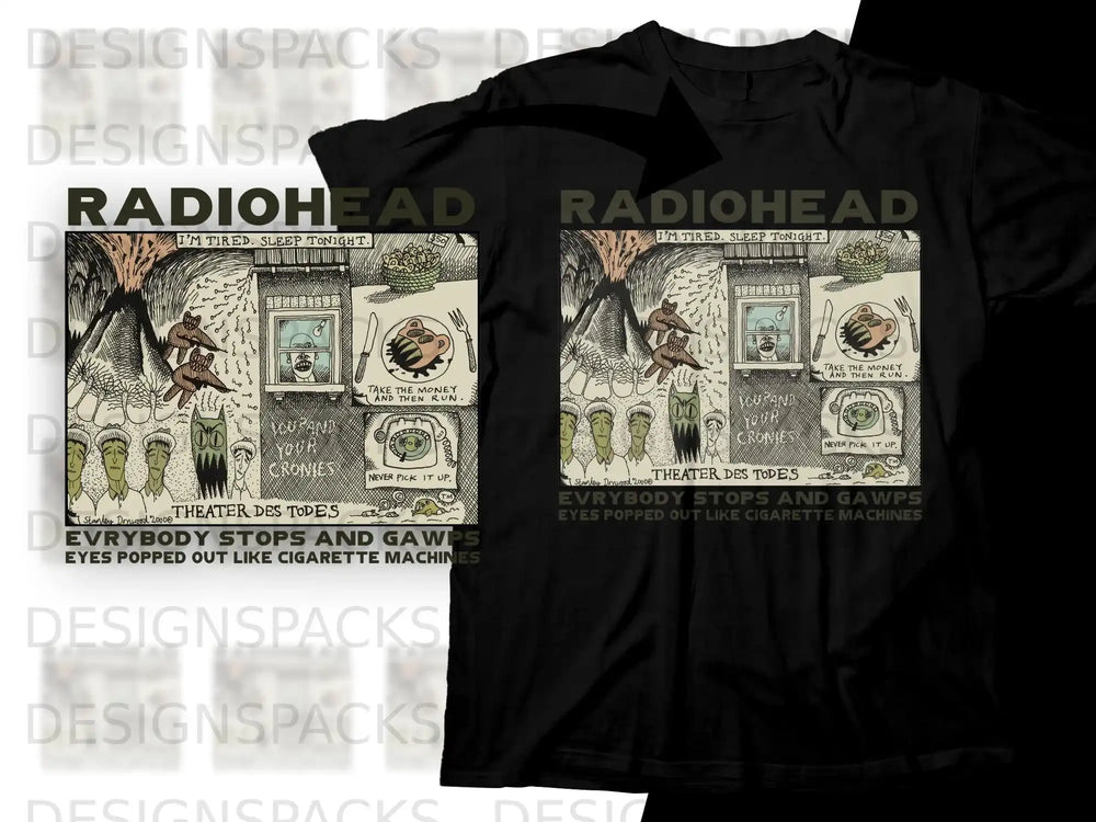 Radiohead "The Theater of Death" t-shirt with artwork by Stanley Donwood.
