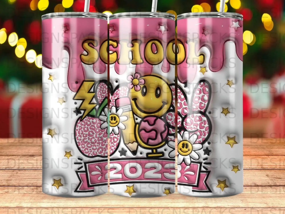 School 2023 Pink Leopard Smiley Daisy Globe product type