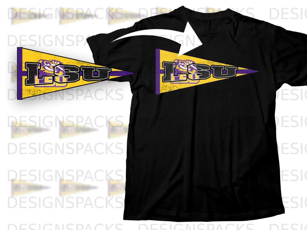 LSU Flag T-Shirt College Sports Fan Apparel Graphic