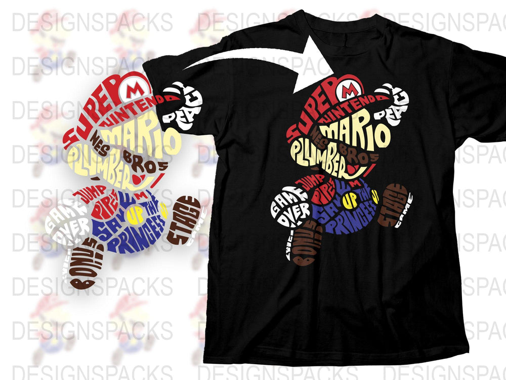 Super Mario Bros Comic Style T-Shirt, Nintendo Game Fan Apparel, Kids and Adult Sizes