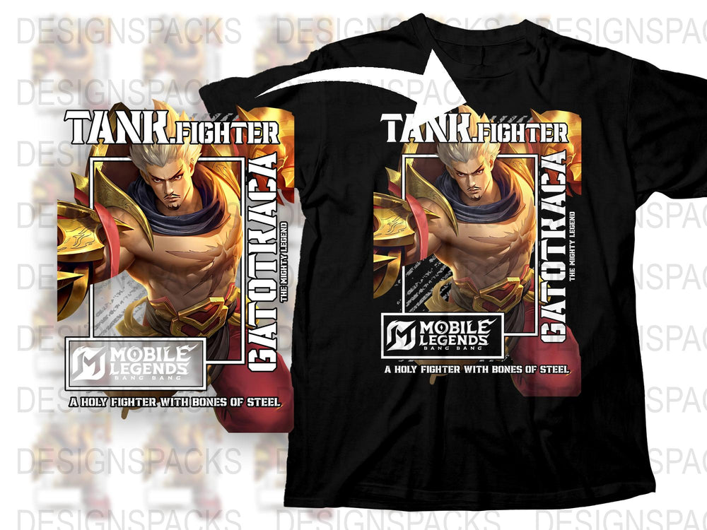Mobile Legends Tank Fighter T-Shirt, Holy Fighter Design, Gaming Apparel, Unisex Black Tee