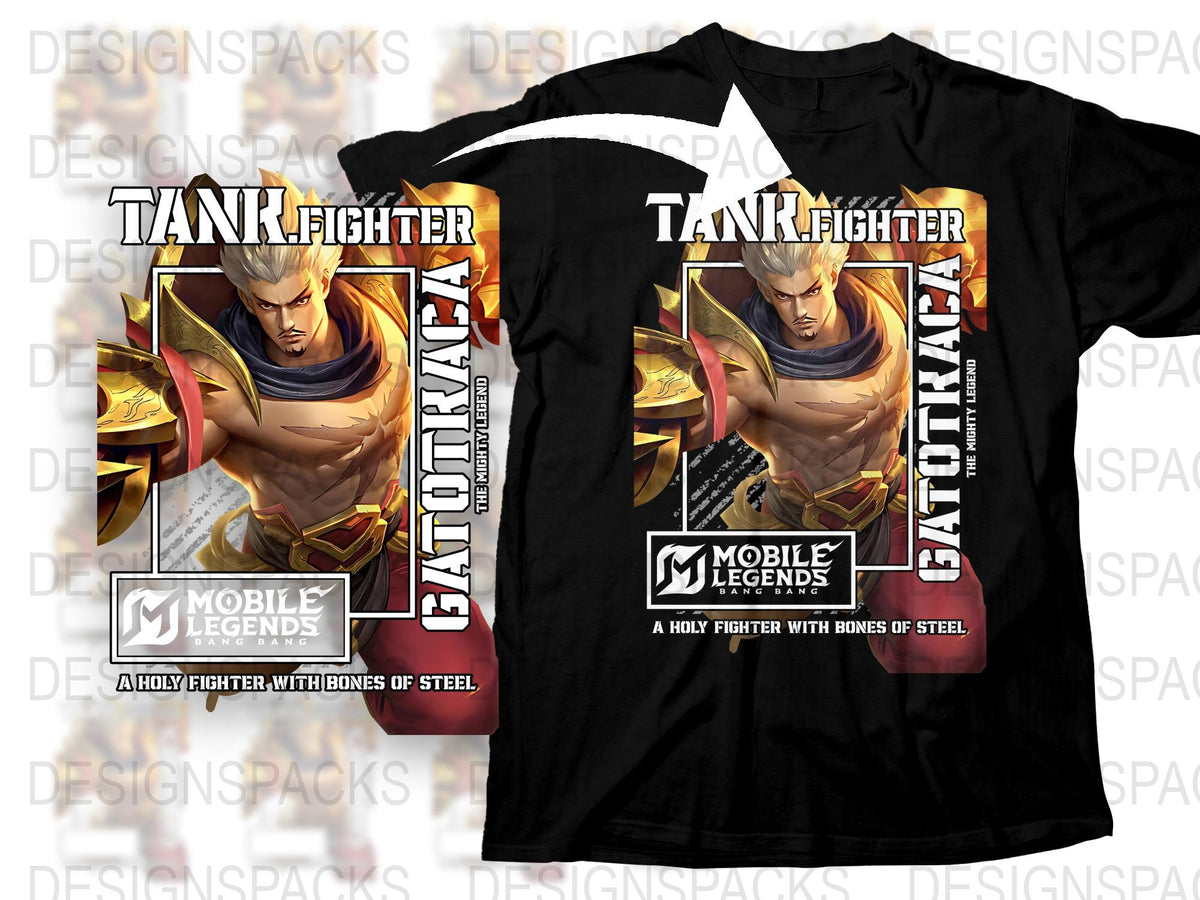 Mobile Legends Tank Fighter T-Shirt, Holy Fighter Design, Gaming Apparel, Unisex Black Tee