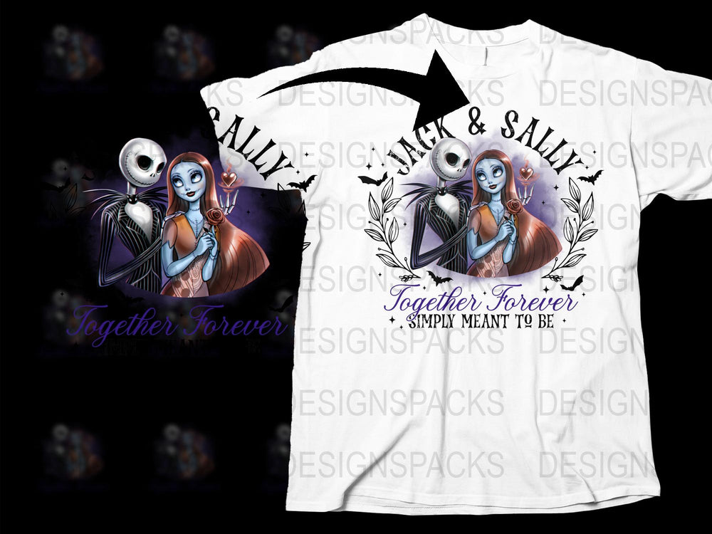 Jack and Sally Nightmare Before Christmas T-Shirt, Together Forever Graphic Tee, Unisex