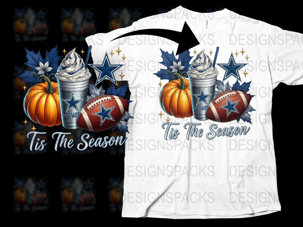 Fall Football T-Shirt Dallas Autumn Pumpkin Spice Latte Graphic Tee Festive Seasonal Apparel Sports Fan Gift Idea