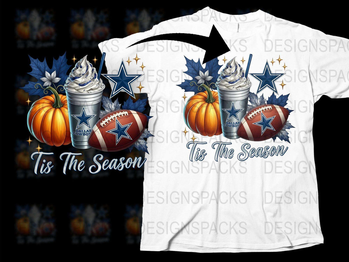 Fall Football T-Shirt Dallas Autumn Pumpkin Spice Latte Graphic Tee Festive Seasonal Apparel Sports Fan Gift Idea