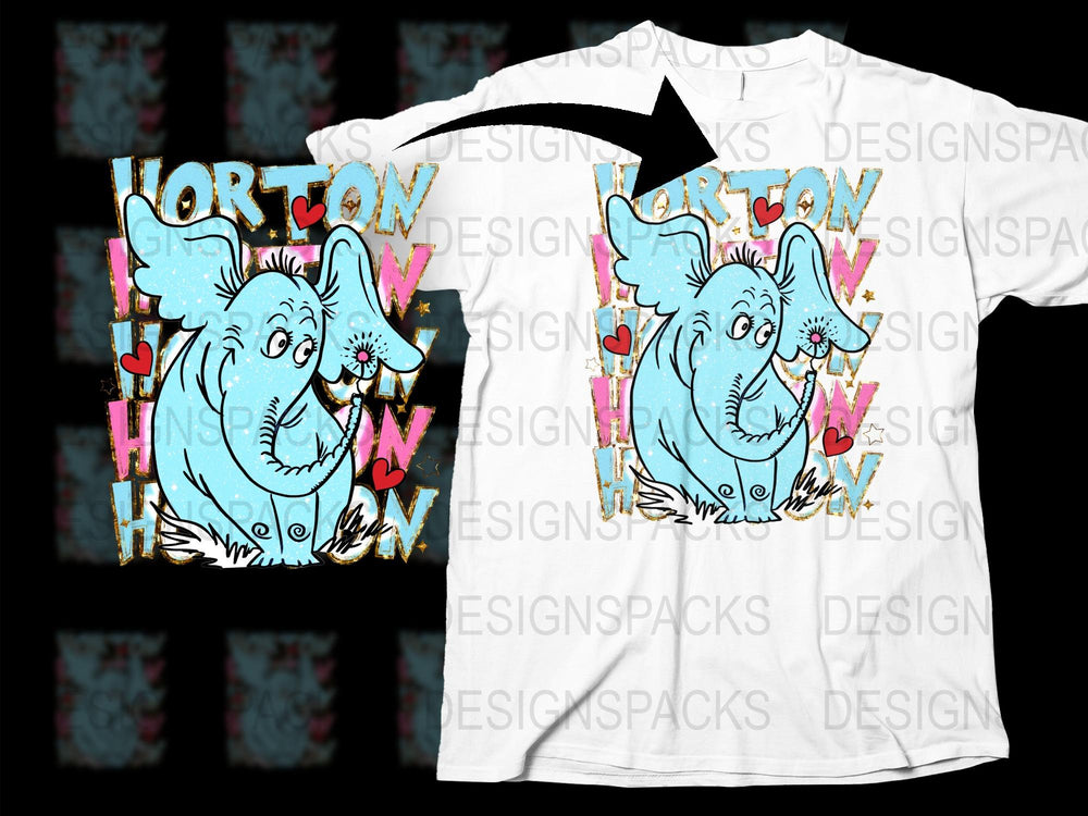 Horton Hears a Who Graphic T-Shirt, Dr. Seuss Inspired Elephant Tee, Colorful Kids and Adult Sizes Available