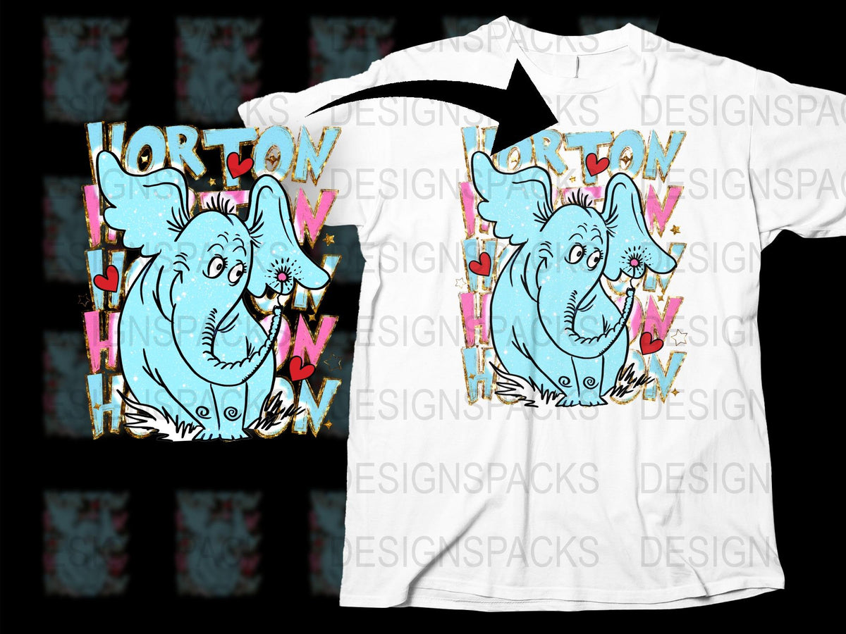 Horton Hears a Who Graphic T-Shirt, Dr. Seuss Inspired Elephant Tee, Colorful Kids and Adult Sizes Available