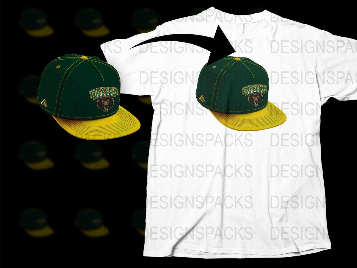 Baylor University Logo Hat and T-Shirt Set, Green and White, Sports Fan Gear, College Apparel