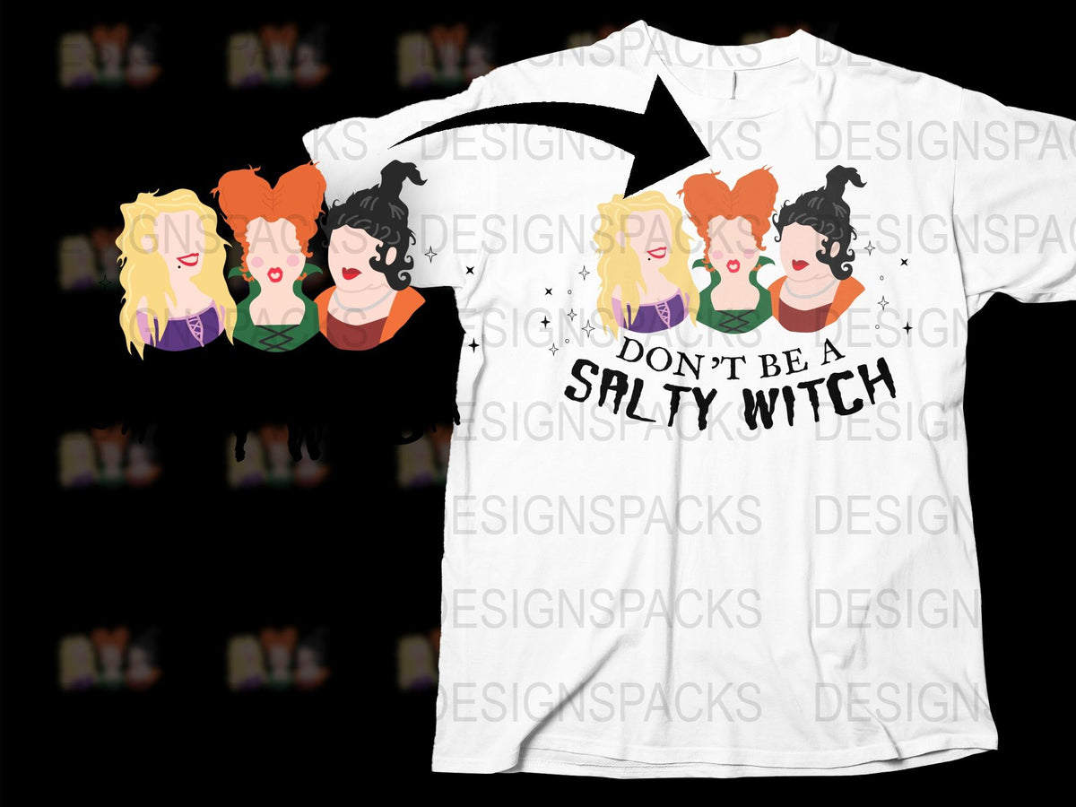 Don't Be a Salty Witch Halloween T-Shirt, Funny Witch Graphic Tee, Casual Fall Fashion, Spooky Season Apparel