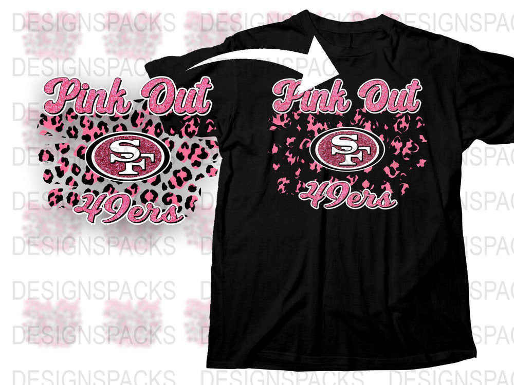 Pink Out San Francisco 49ers T-Shirt, Breast Cancer Awareness, Women's Sports Fan Apparel, Black and Pink Graphic Tee