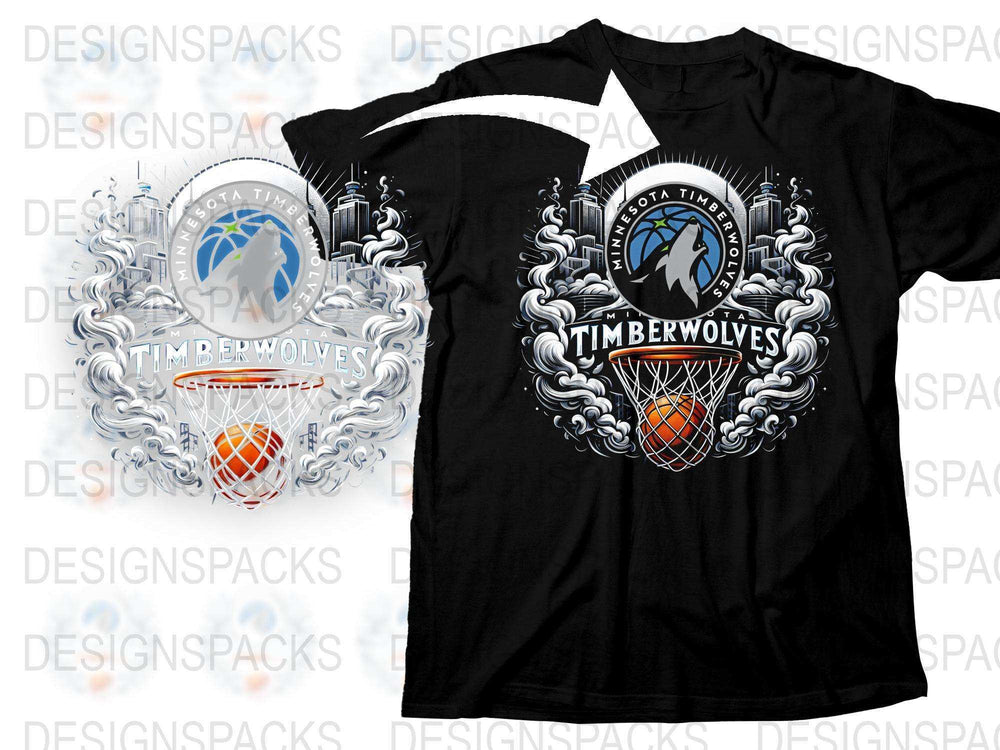 Minnesota Timberwolves T-Shirt, NBA Team Graphic Tee, Basketball Fan Apparel, Sporty Black Shirt