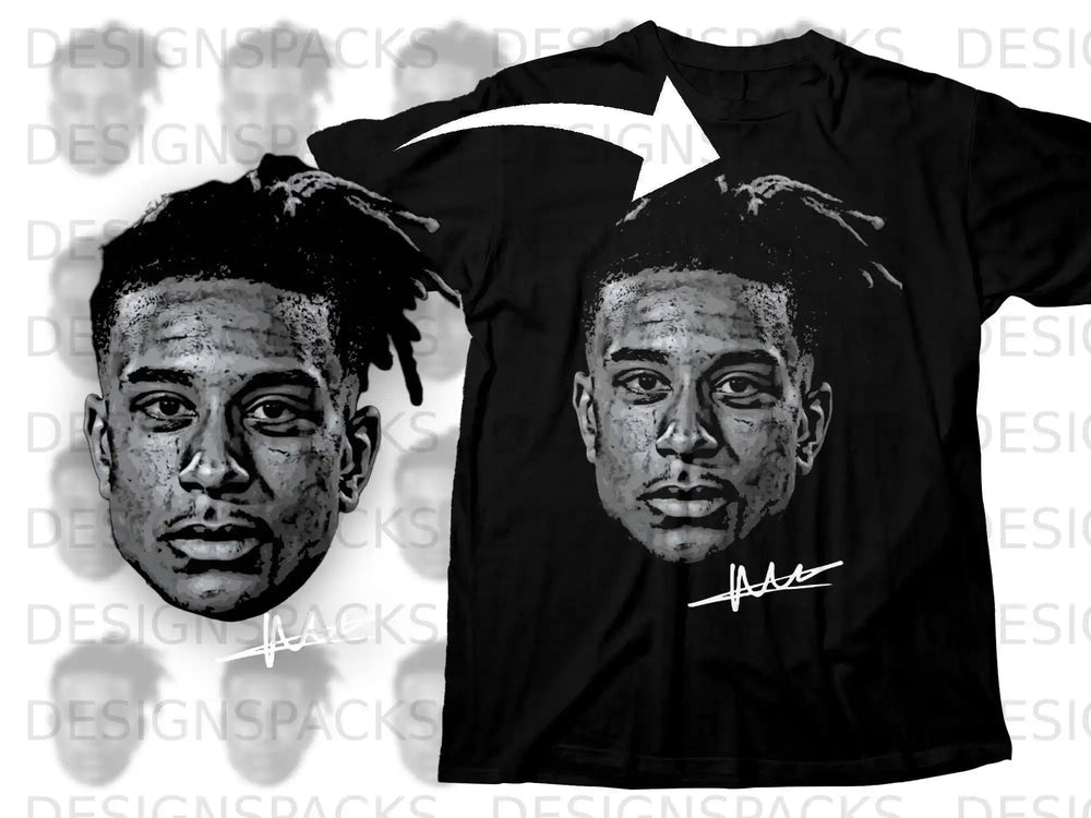 Graphic Tee Featuring Signed Portrait Design Shirt