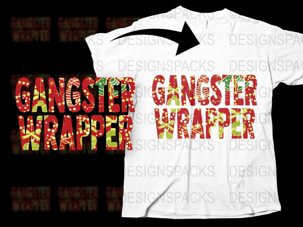 Gangster Wrapper Christmas T-Shirt, Funny Holiday Shirt, Red Green Festive Tee, Xmas Party Apparel, Gift Idea