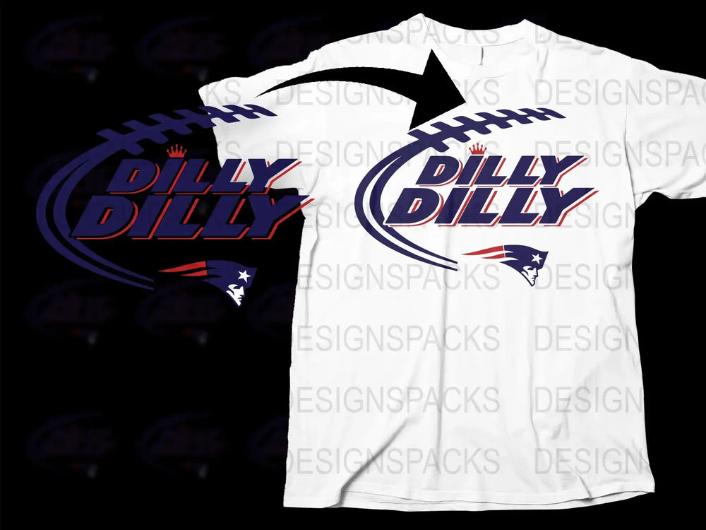 Dilly Dilly Sports T-Shirt, Patriotic Football Fan Gear, White Graphic Tee, Casual Game Day Outfit