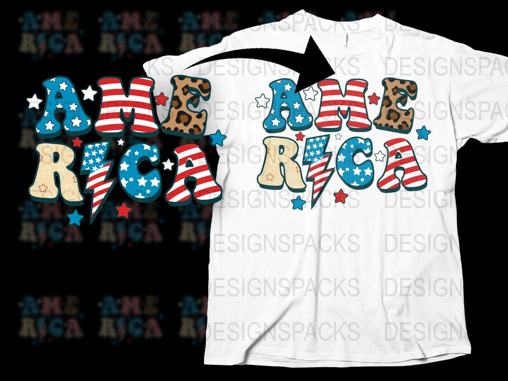Patriotic America T-Shirt, USA Flag Print, 4th of July Independence Day Apparel, Stars and Stripes Design, Unisex White Tee