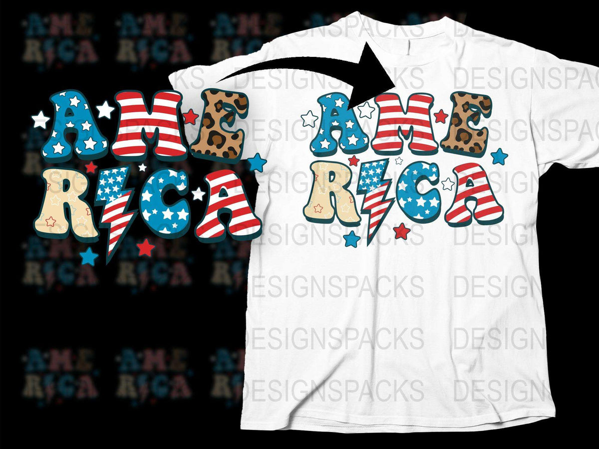 Patriotic America T-Shirt, USA Flag Print, 4th of July Independence Day Apparel, Stars and Stripes Design, Unisex White Tee