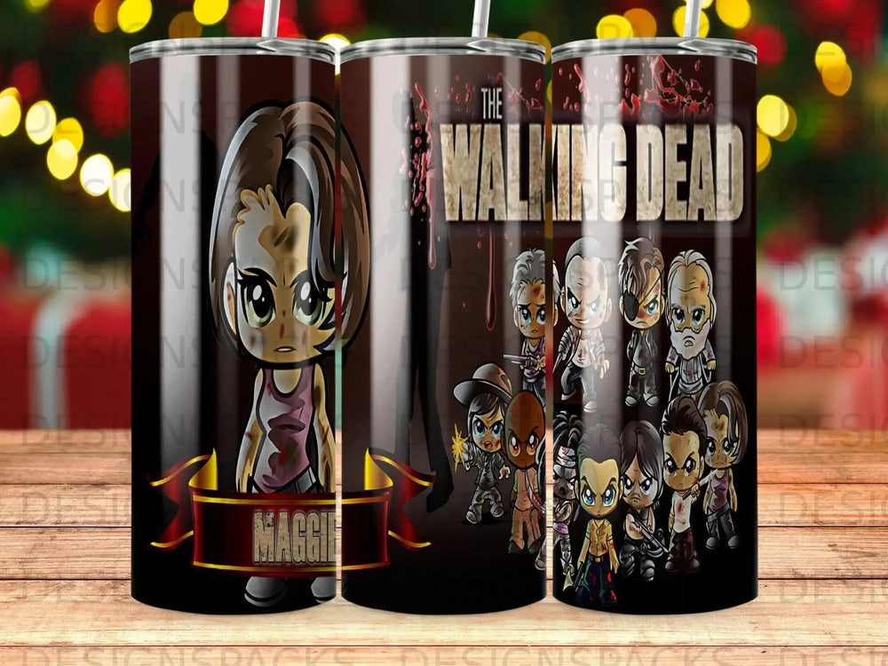 The Walking Dead characters in chibi style, featuring Maggie on the left.