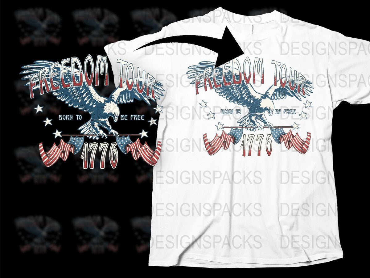 Patriotic Eagle T-Shirt Freedom Tour 1776 Graphic Tee American Flag Design Unisex Shirt