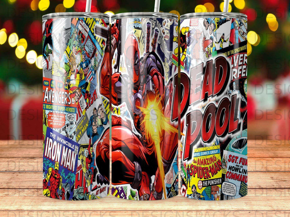 Collage of Marvel comic book panels featuring Iron Man, Deadpool, and Avengers.