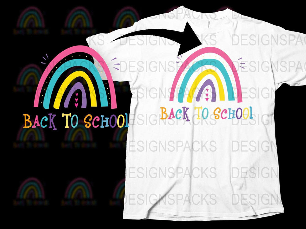 Colorful Back to School Rainbow Graphic T-Shirt, Kids Vibrant Casual Tee, Fun School Wear