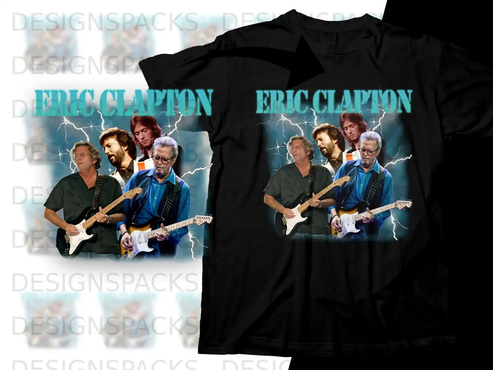 Eric Clapton graphic t-shirt with band members and lightning.