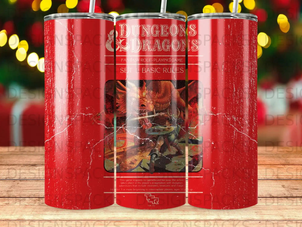 Dungeons & Dragons fantasy role-playing game book cover with dragons and adventurers.
