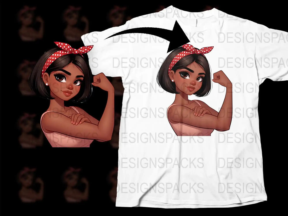 Strong Woman T-Shirt, Feminist Graphic Tee, Empowering Women Fashion, Casual Outfit Ideas, Red Bandana Print, Unique Gift Idea