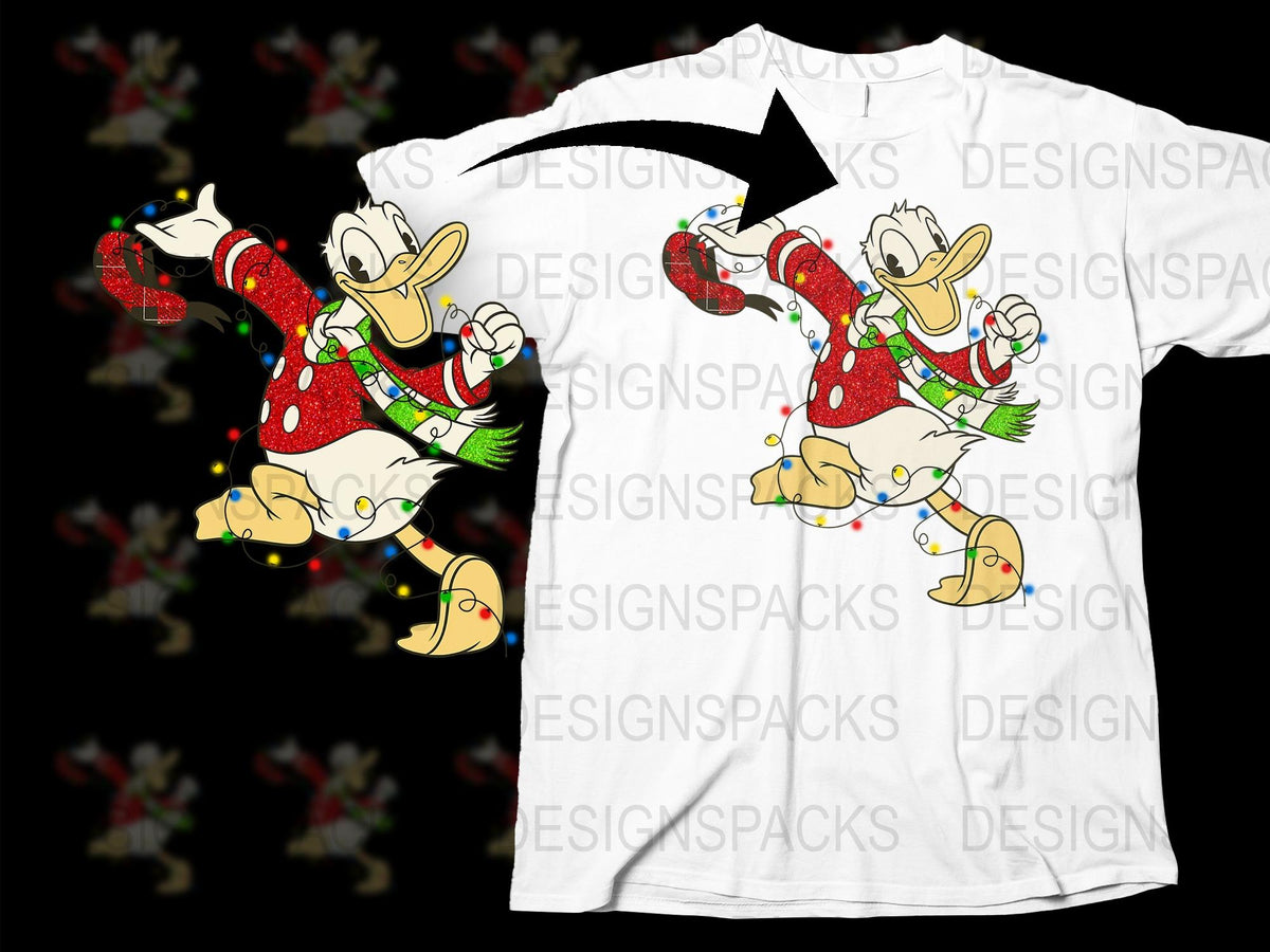 Donald Duck Christmas T-Shirt, Festive Holiday Graphic Tee, Disney Character Apparel, Unisex Adult Clothing