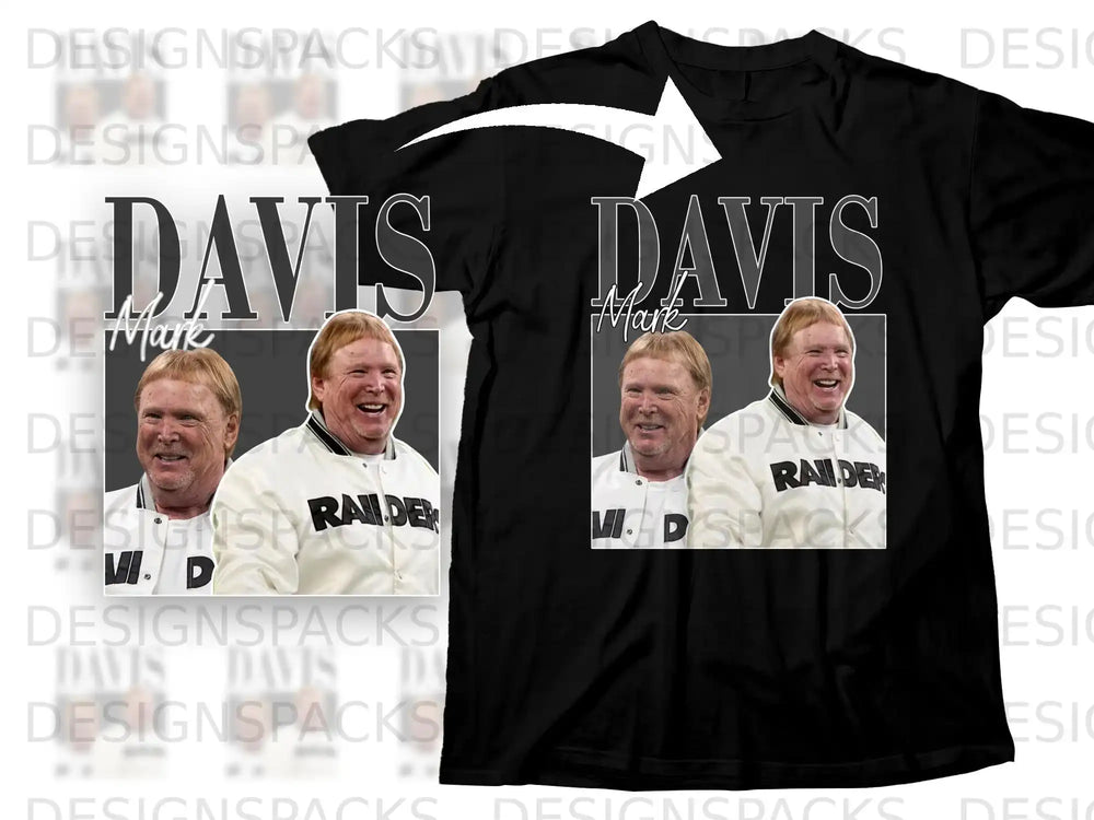 Black t-shirt featuring a close-up of Al Davis with "DAVIS" text.