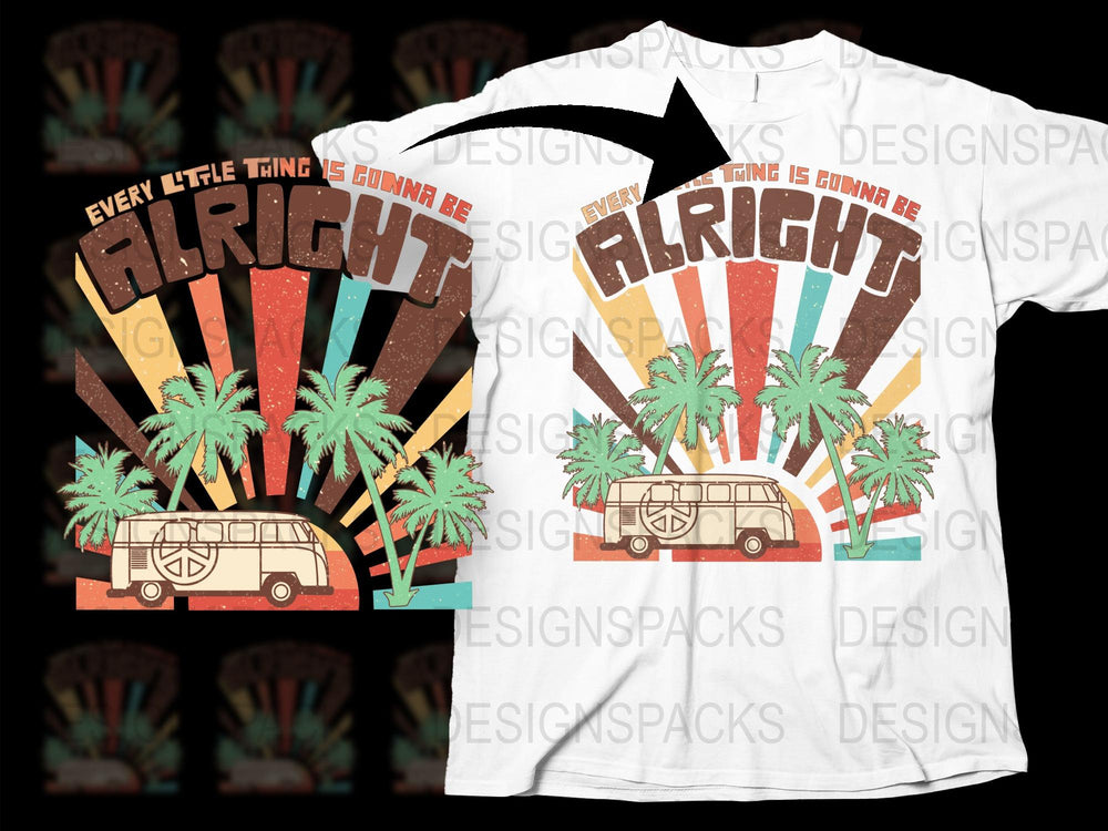 Vintage Retro Bus Palm Tree T-Shirt, Every Little Thing Is Gonna Be Alright Tee