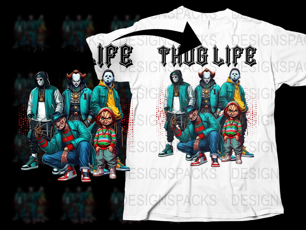 Thug Life Urban Artwork T-Shirt, Colorful Street Style Tee, Hip Hop Fashion, Men Women Clothing
