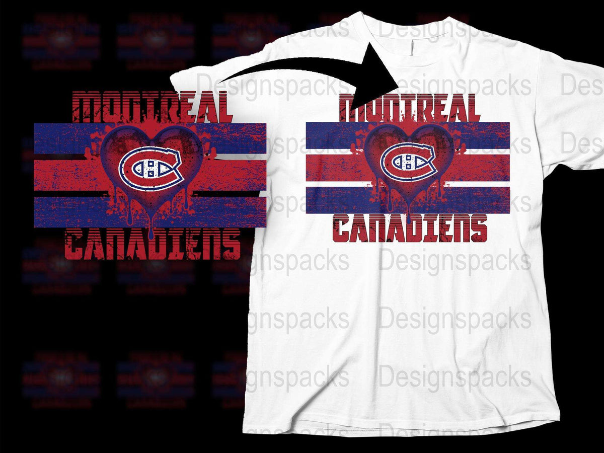 Montreal Canadiens Heart Logo T-Shirt, Vintage Distressed Style, Men's Women's Sizes, Hockey Fan Gear