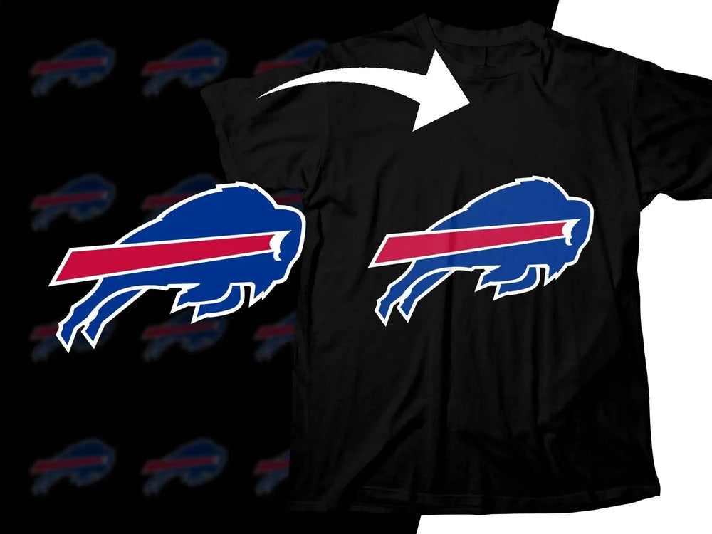 Buffalo Bills logo design on black t-shirt, print-ready for DTF/DTG