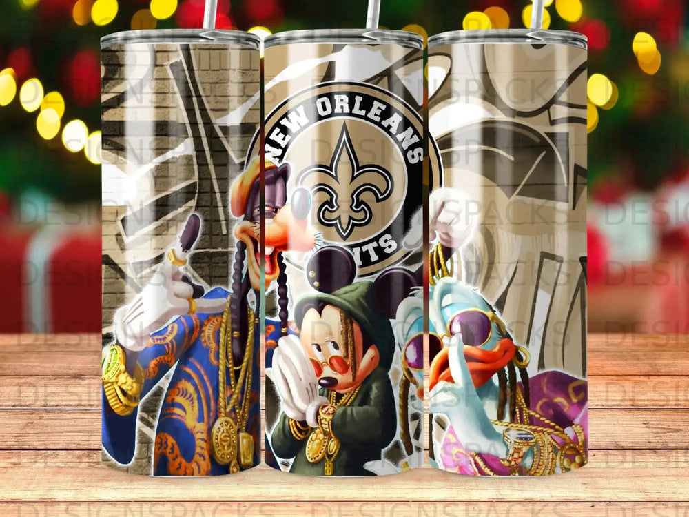 Mickey Mouse and Donald Duck as hip-hop characters with "New Orleans Saints" text.