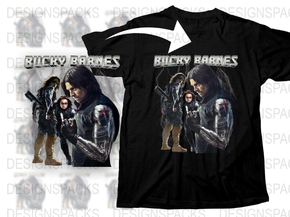Bucky Barnes Graphic T-Shirt, Winter Soldier Fan Apparel, Marvel Superhero Tee, Unique Movie Character Design Shirt, Cool Gift Idea
